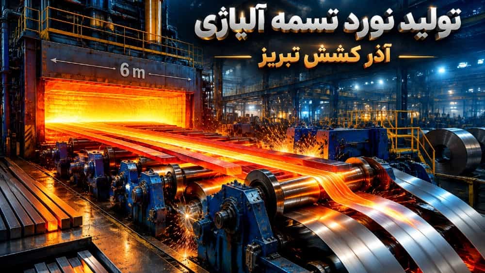إنتاج درفلة السيور للسبائك المختلفة في شركة تبريز عازار للجر مجهزة بفرن يبلغ طوله ستة أمتار